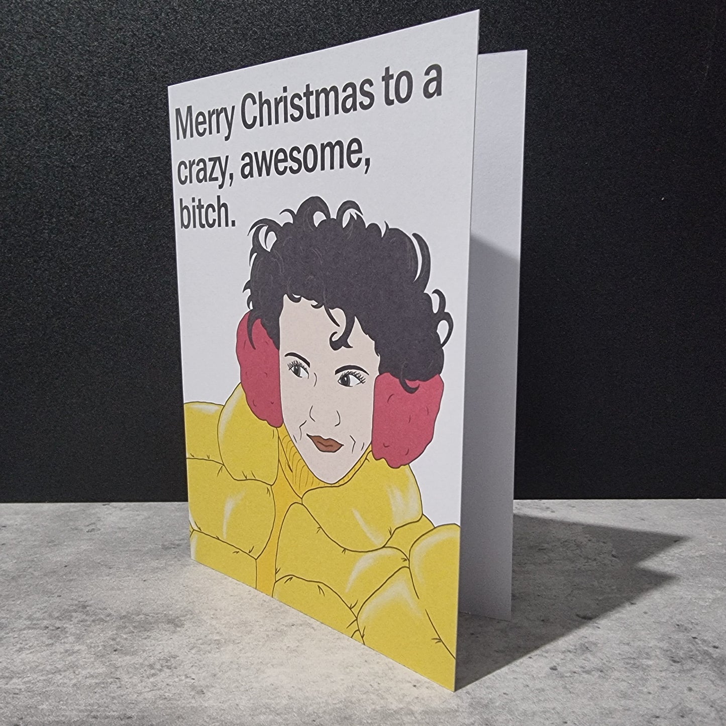 'Crazy awesome bitch' Mercedes Gardener card | Wynonna Earp Christmas card