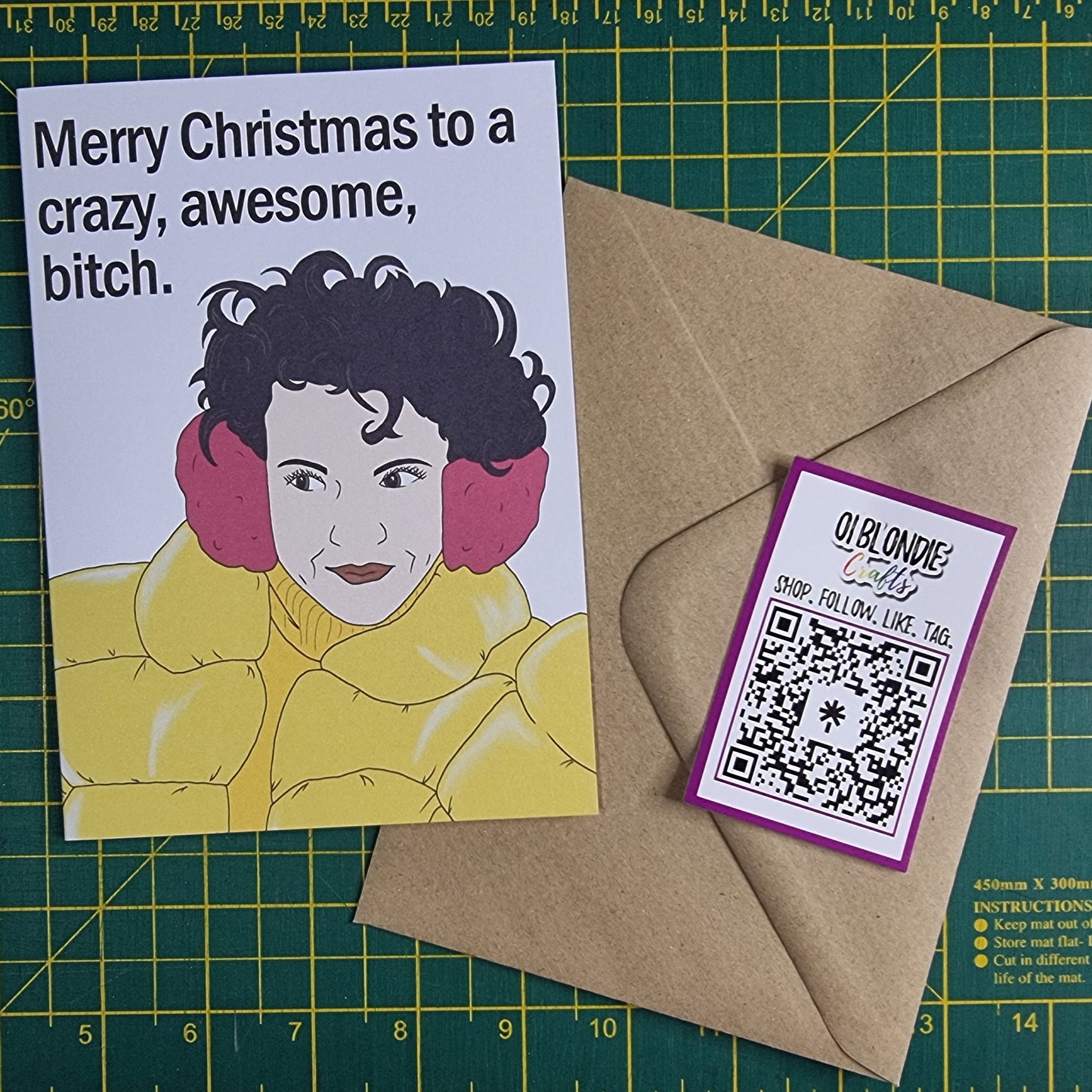 'Crazy awesome bitch' Mercedes Gardener card | Wynonna Earp Christmas card
