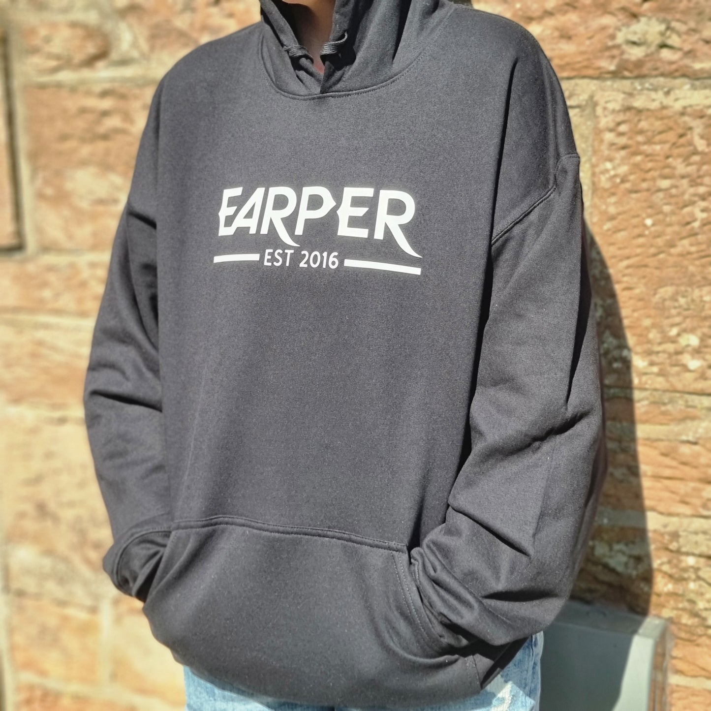 Black hoody with 'EARPER' logo