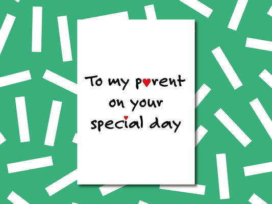 'To my parent' card | Gender neutral Mother's Day Father's Day card | Nonbinary parent card