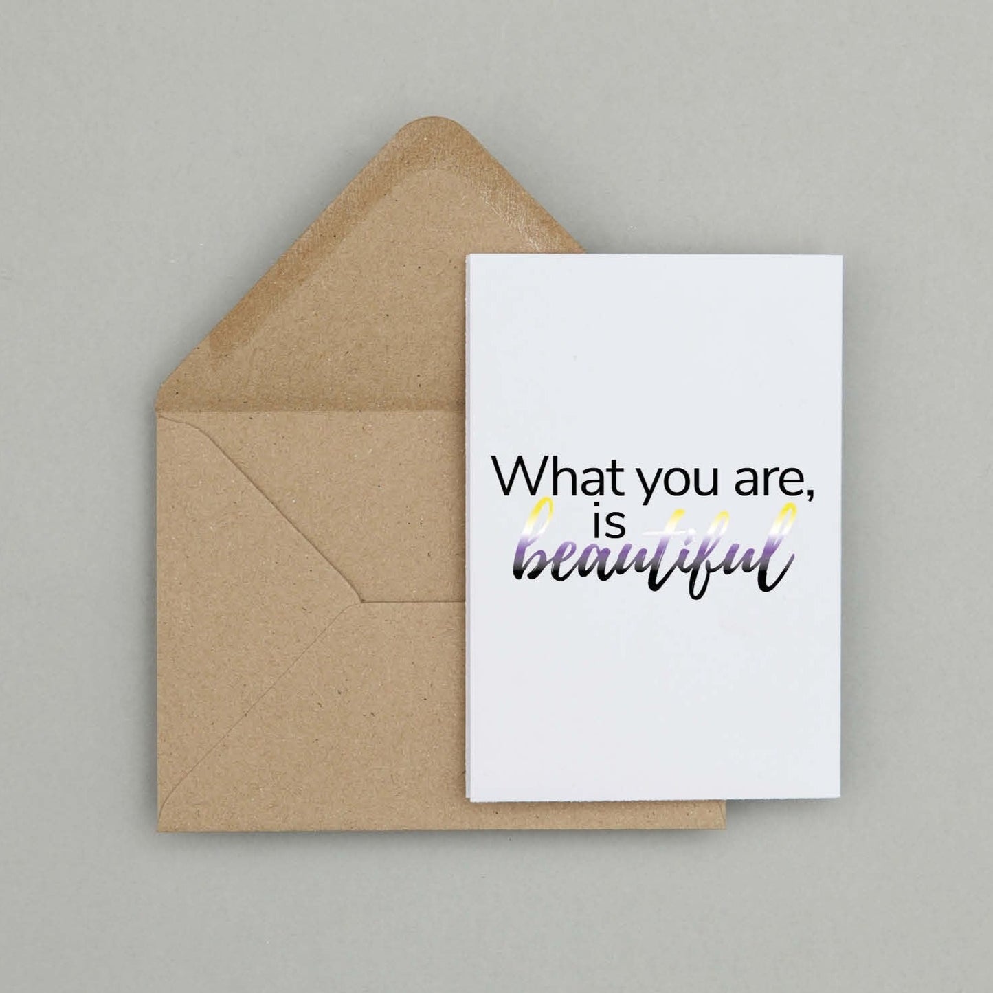 Nonbinary pride 'What you are is beautiful' card | Nonbinary coming out card