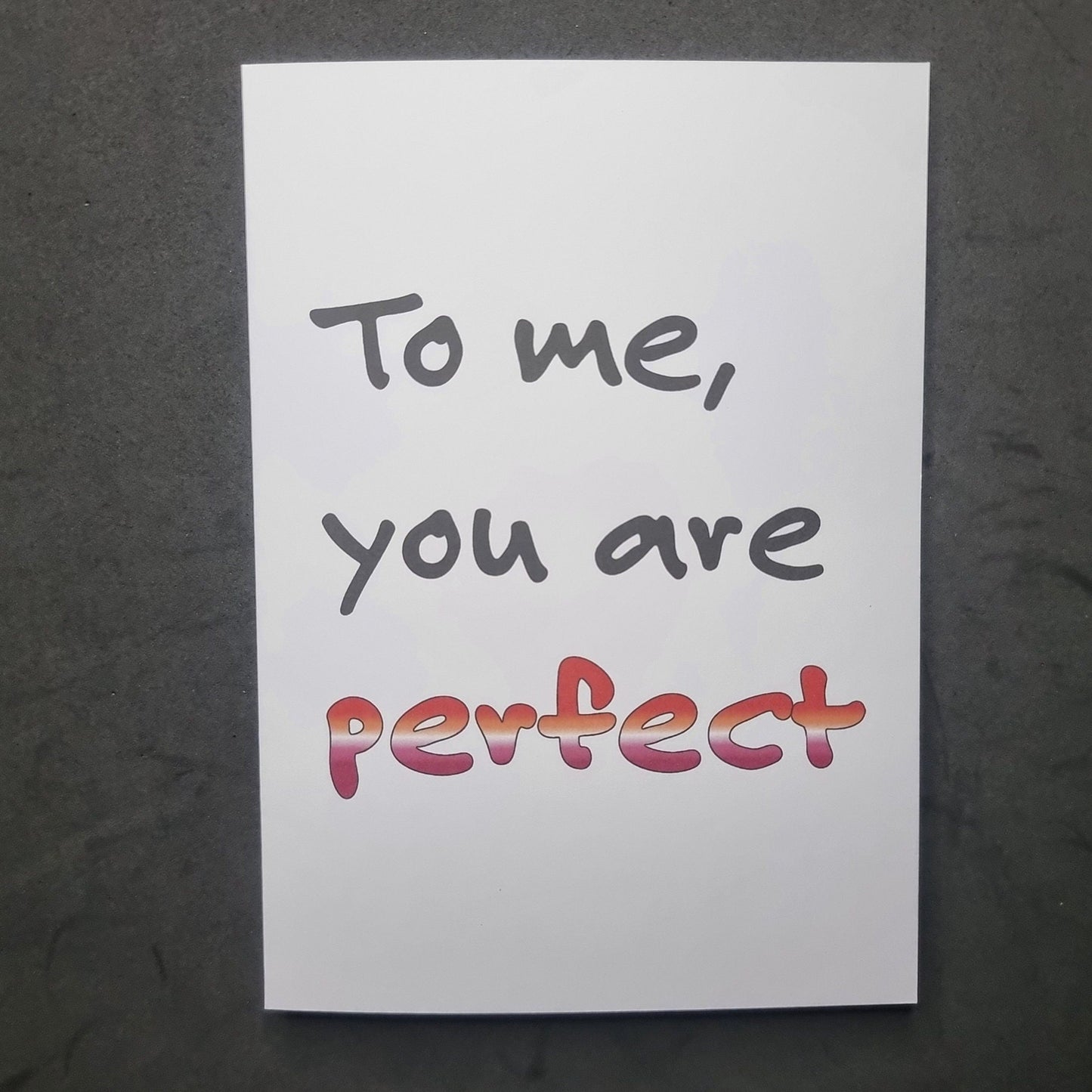 'To me, you are perfect' | Lesbian Pride | Coming out card