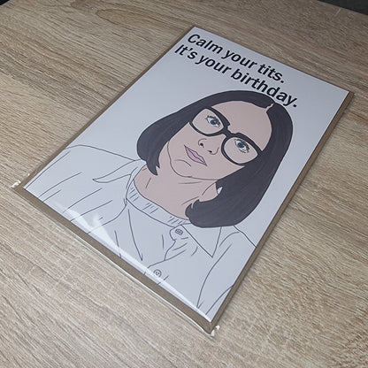 Shalin 'Calm your tits' birthday card | Clickbait Unfollowed