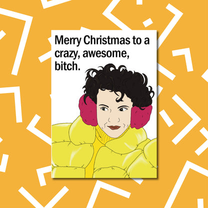 'Crazy awesome bitch' Mercedes Gardener card | Wynonna Earp Christmas card