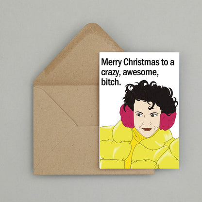 'Crazy awesome bitch' Mercedes Gardener card | Wynonna Earp Christmas card