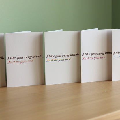 'I like you very much, just as you are' card | Trans Pride card | Transgender pride
