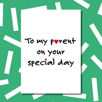 'To my parent' card | Gender neutral Mother's Day Father's Day card | Nonbinary parent card